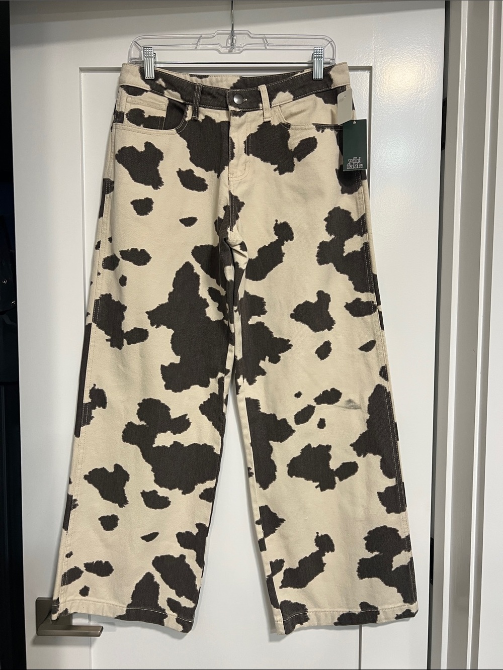 wild fable Black & Cream Cow Spot Wide-Leg Jeans
